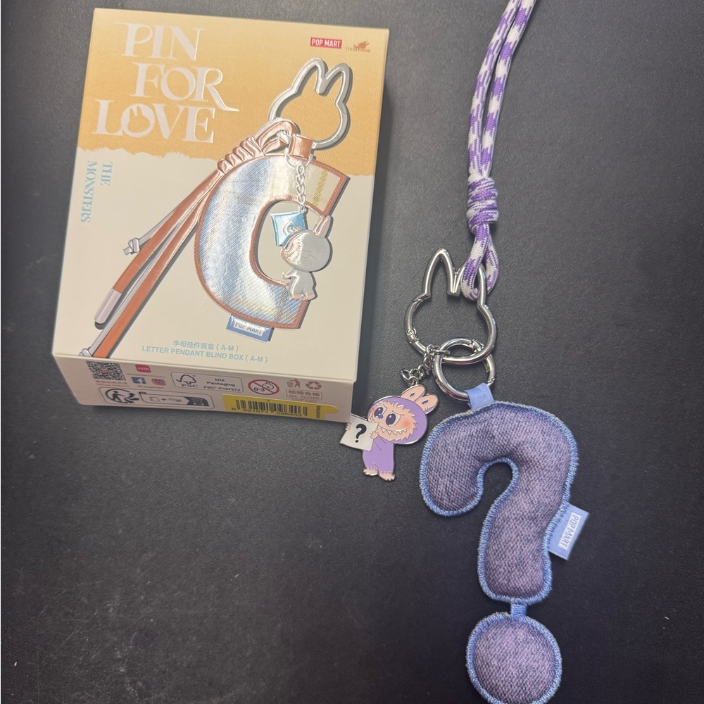 Labubu The Monster’s Purple Question Mark Keychain with Labubu Charm